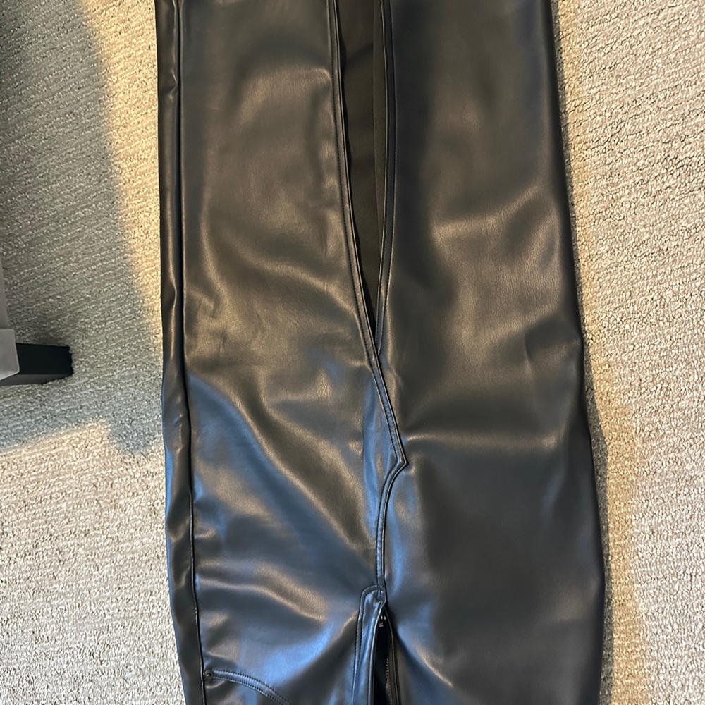 Good American Black Leather Look Pants